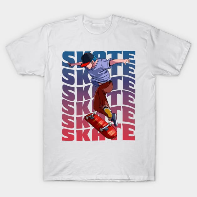 Skateboarder 360 Tre Flip Skater Skate Sk8er Boi T-Shirt by Noseking